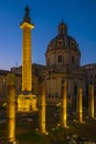Rome, Italy - Evening view of the Roman Forum - Foro Romano - with TrajanÃ¢â¬â¢s Forum, TrajanÃ¢â¬â¢s Column and the Church of Most Holy